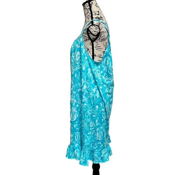 Lauren Ralph Lauren Blue Floral Tiered Mini Dress Women’s M Boho Beach - Picture 4 of 11